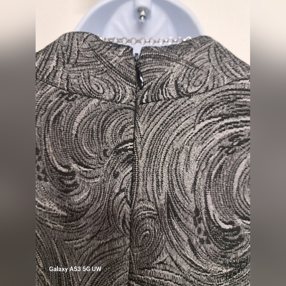 Nipon Boutique 4 Sheath Shift Black Silver Metallic Dress Lined Like New - Picture 3 of 8